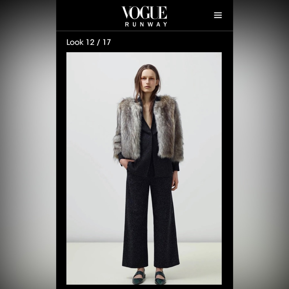 Whistles Fur Faux Coat Jacket Colby Cropped ASO Vogue XS Vegan Gray